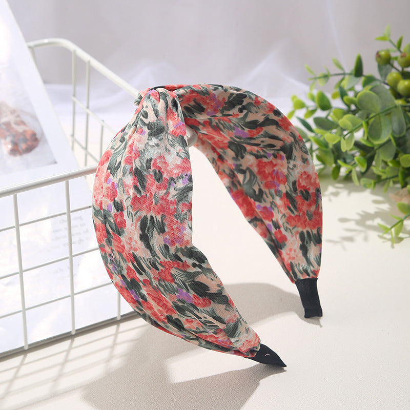 Wholesale  Printed Headband South Korea Dongdaemun Hair Accessories Fabric Floral Headband Hair Card for Women