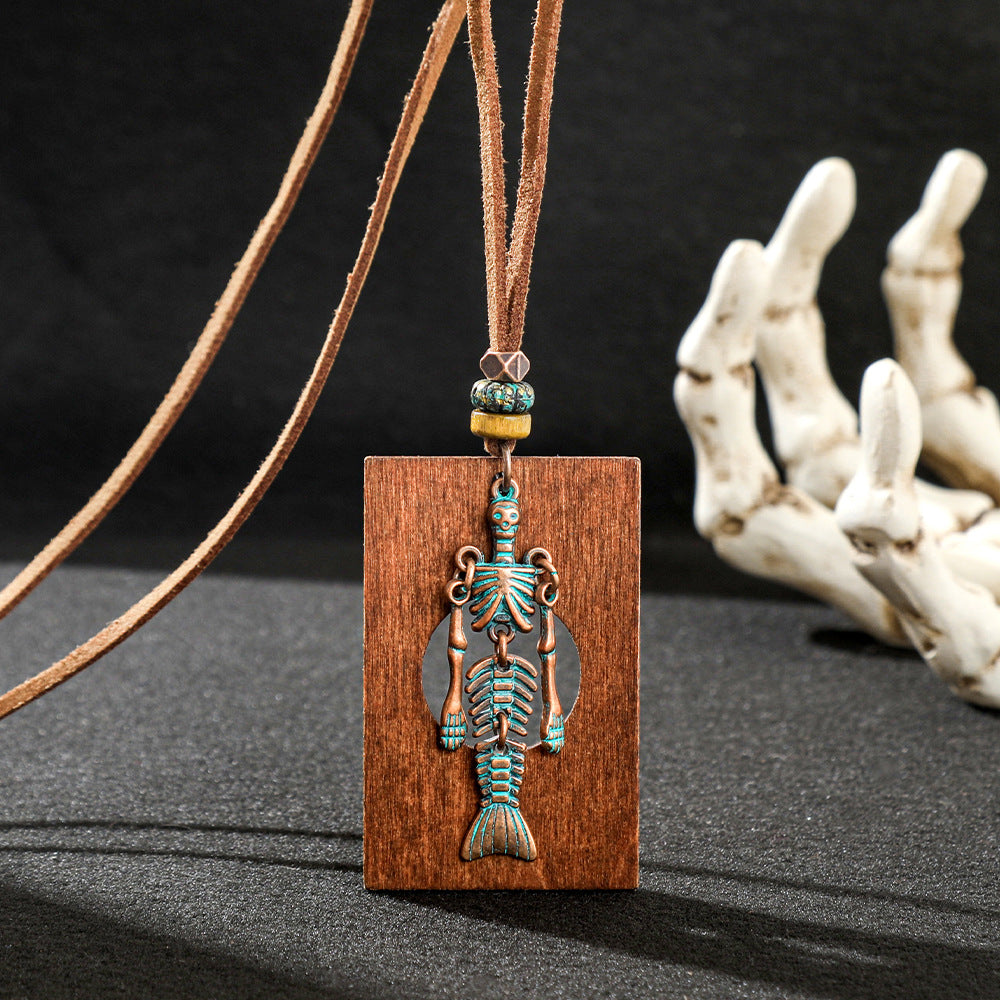 Wholesale Trendy  Multi Layer Skull Skeleton Pendant Long Chain Necklace Fashion Jewelry Accessory For Everyday Styling