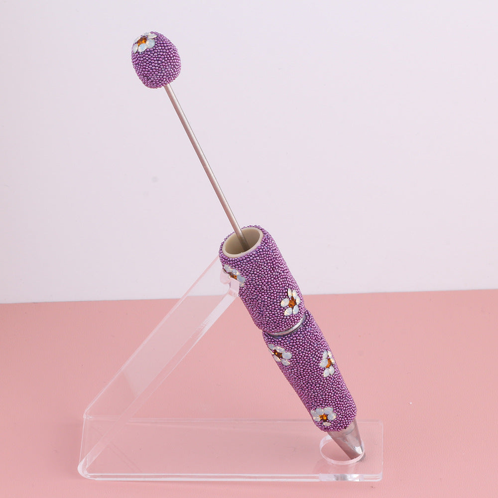 Wholesale  new creative diy beads daisy beaded pen multicolor ballpoint pen color cute cartoon pearl pen