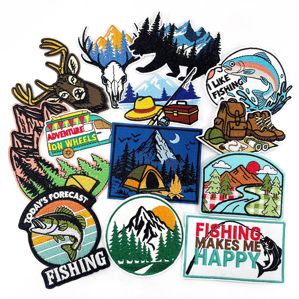 Wholesale Trendy Polyester Embroidered Patches Iron On Heat Transfer Applique For Outdoor Hiking Clothing DIY Accessory