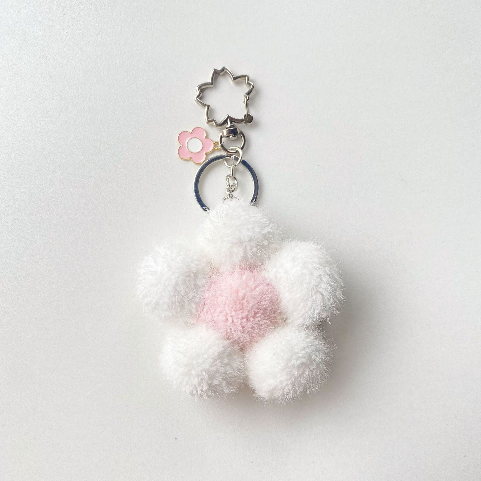 Wholesale Plush Colored Flower Ball Keychains