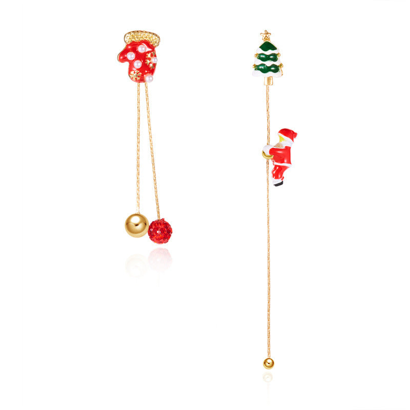 Wholesale Christmas colorful Christmas tree cute snowman long earrings