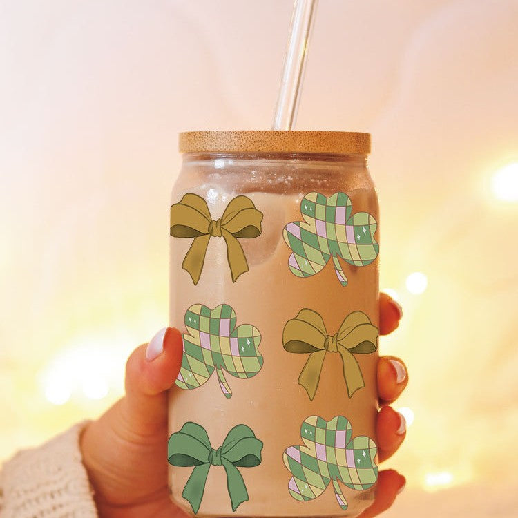 Wholesale Colorful Cartoon St. Patrick's Lucky Clover 16oz Cup UV DTF Film