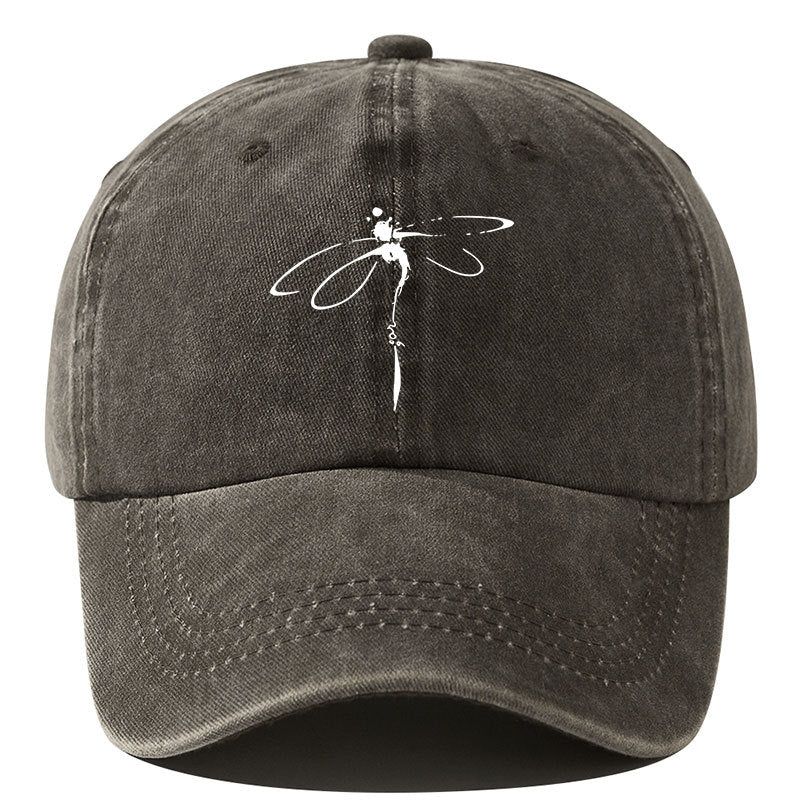 Wholesale Dragonfly Print Washed Distressed Baseball Cap