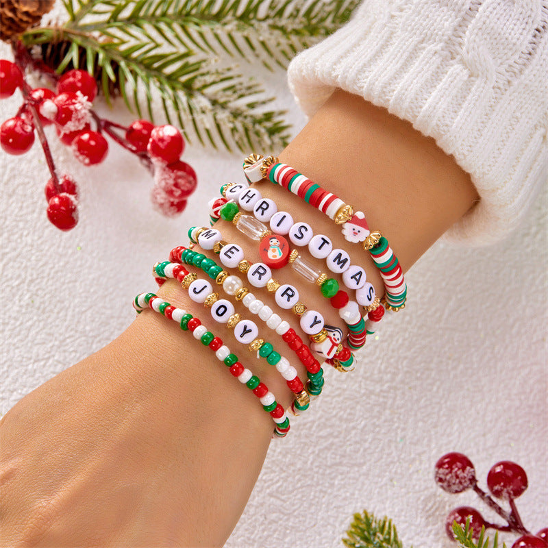 Wholesale Colorful letter seed bead polymer clay crystal Clay Bead bracelet