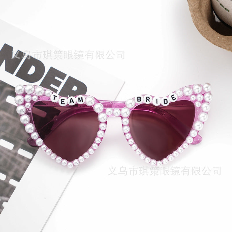 Wholesale sunglasses bride party sunglasses diy heart bridesmaid bride glasses