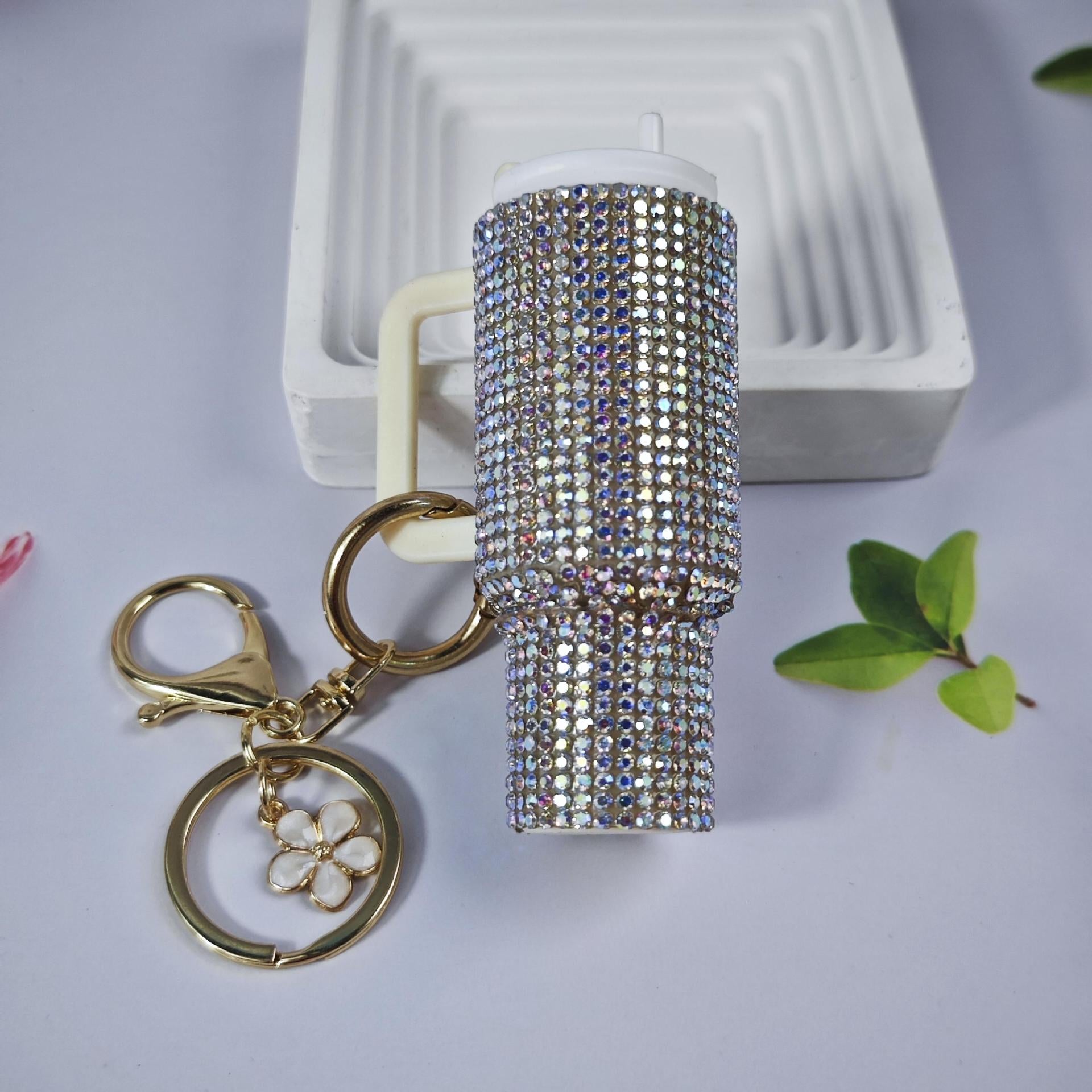 Wholesale  Mini Ice cup Keychain Diamond New Product Keychain Pendant Mother's Day Keychain Can Hold Lipstick Backpack Pendant