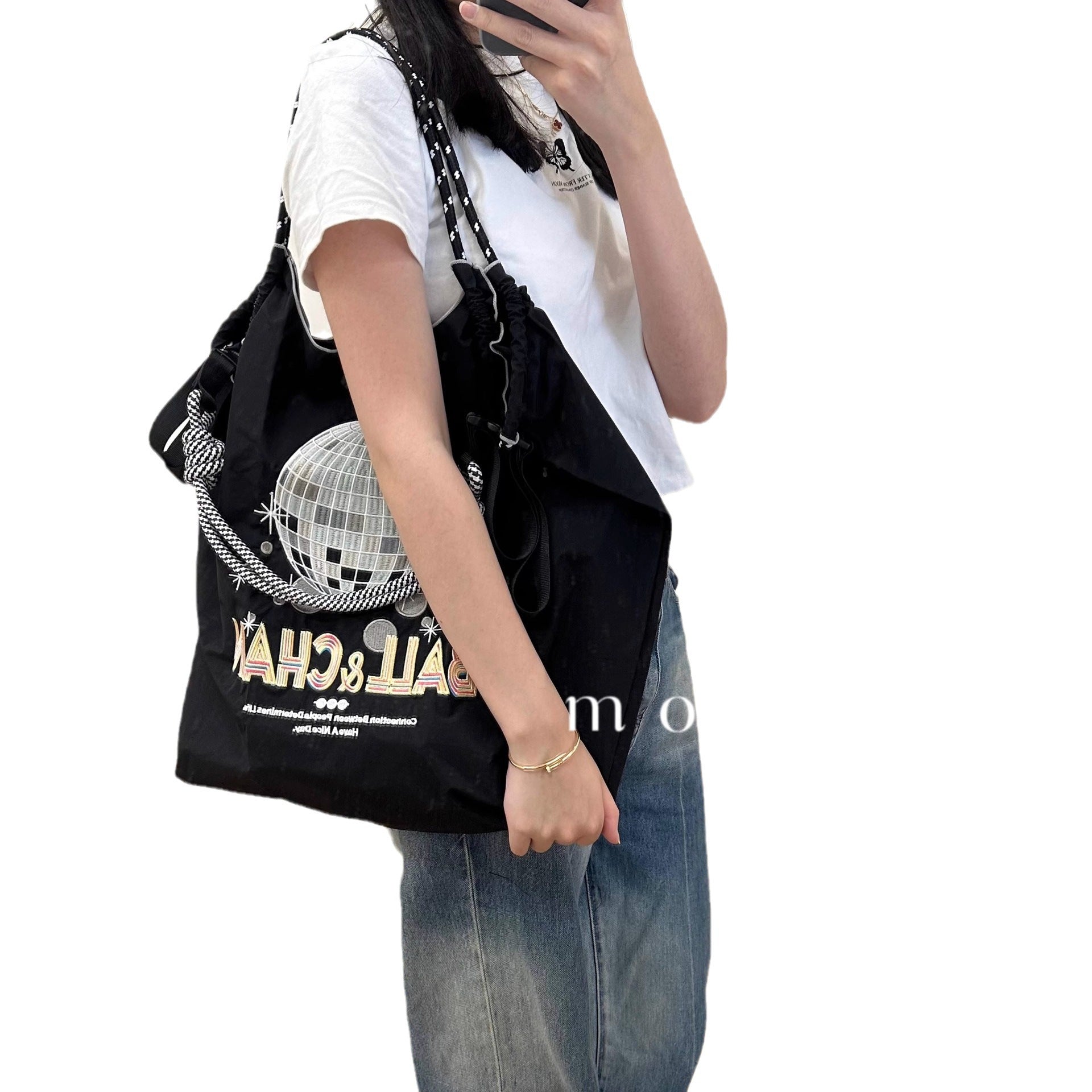 Wholesale Reflective Ball Embroidery Eco-friendly Shopping Bags