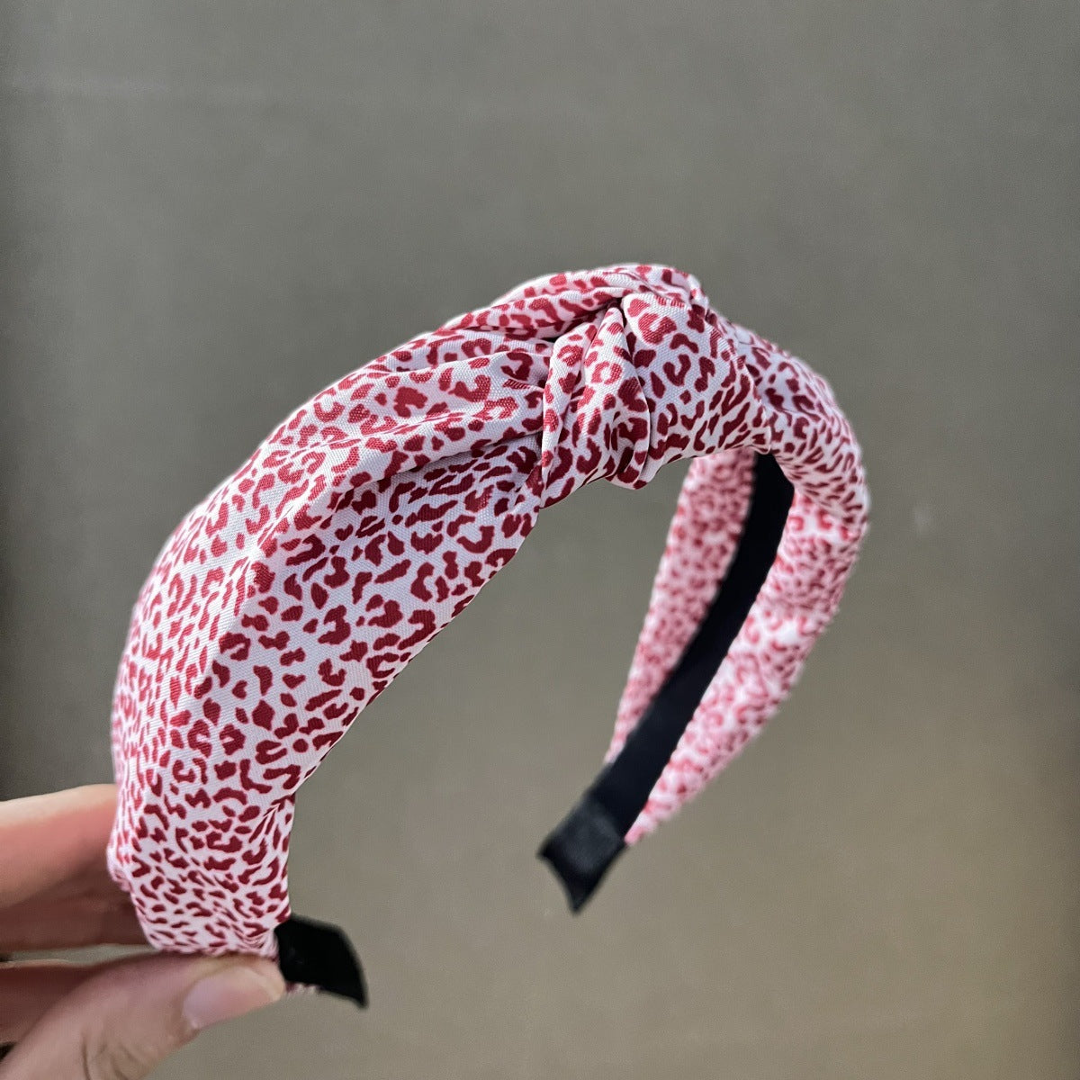 Wholesale Fabric red striped plaid solid color cherry heart wide-brimmed bow combination headband