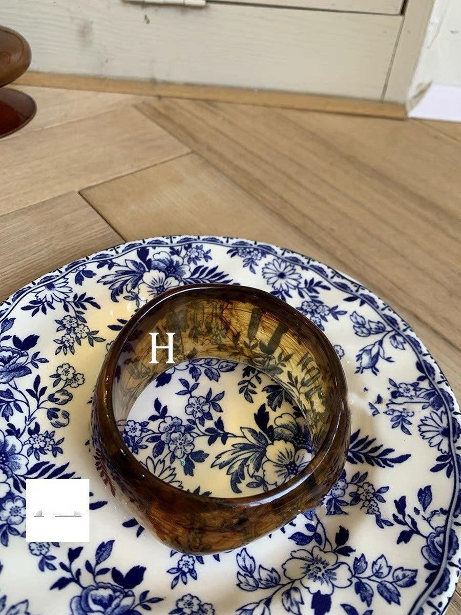 Wholesale Vintage Acrylic Geometric Irregular Ring Resin Bracelet