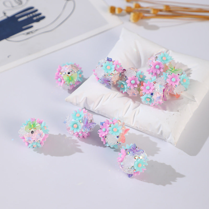 Wholesale 20pcs Flower Ball DIY Handmade Polymer Clay Crystal Beads