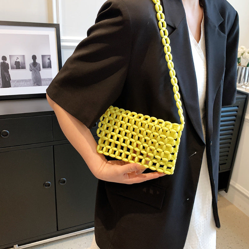 Bolso acrílico hecho a mano al por mayor terminado bolso tejido de cuentas