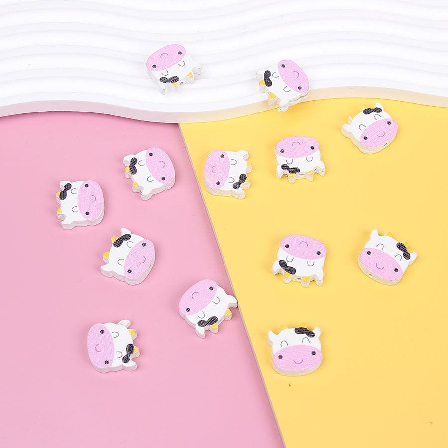 Wholesale 20PCS Cow Polka Dot Colorful DIY Hemp Rope Tassel Wooden Beads