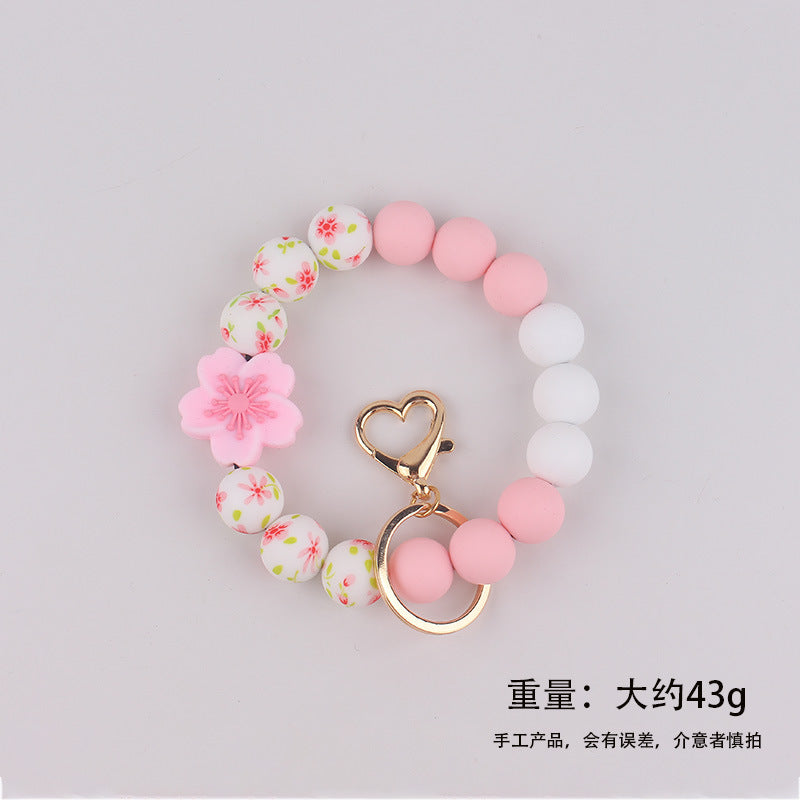 Wholesale Silicone Begonia Daisy Keychain Flower Bracelet