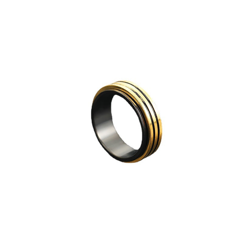 Wholesale Double Layer Gold Rotatable Men's Titanium Steel Ring