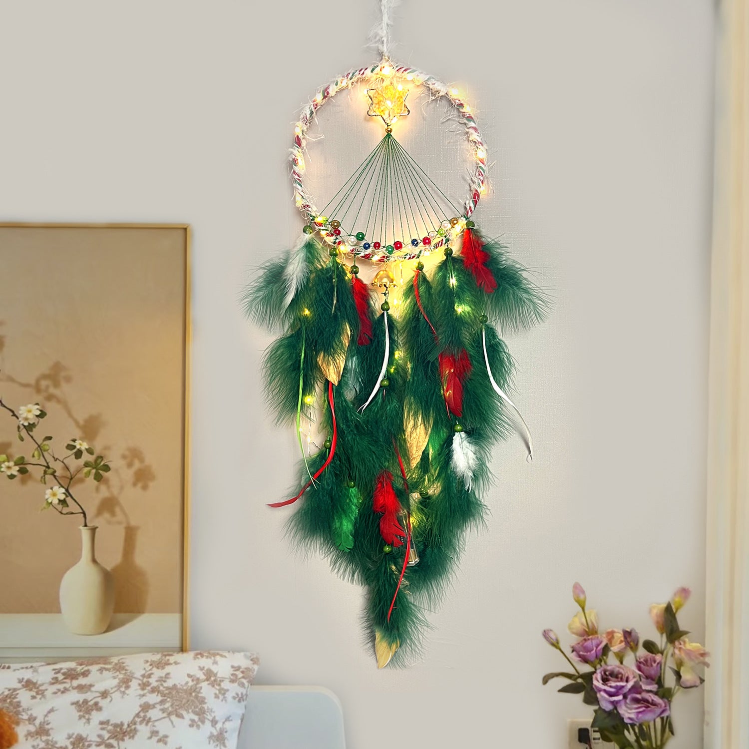 Wholesale Creative Crystal Stone Dream Catcher Feather Pendant