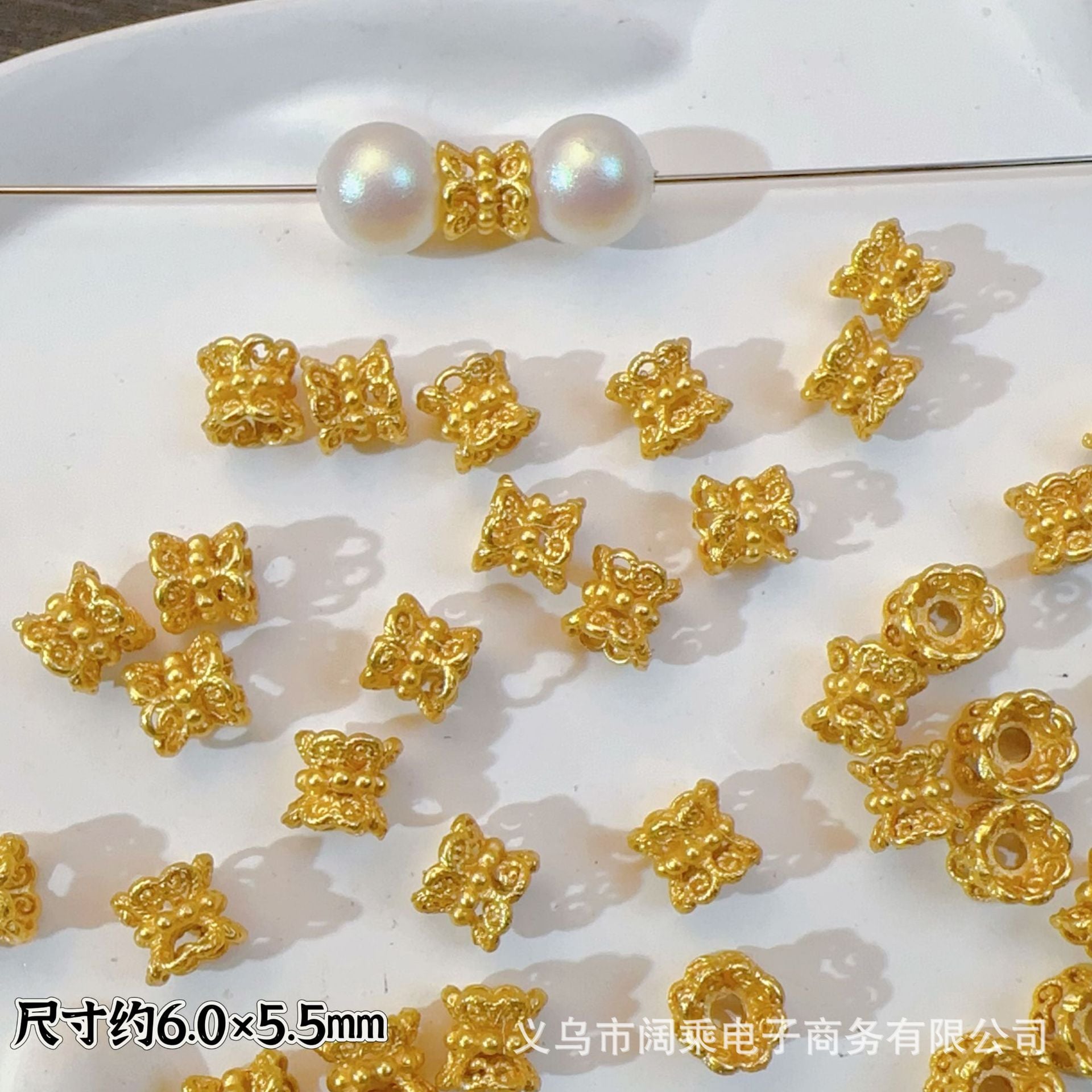 Wholesale 20pcs Ancient-plated hollowed-out small waisted golden double-sided torus spacer Beads