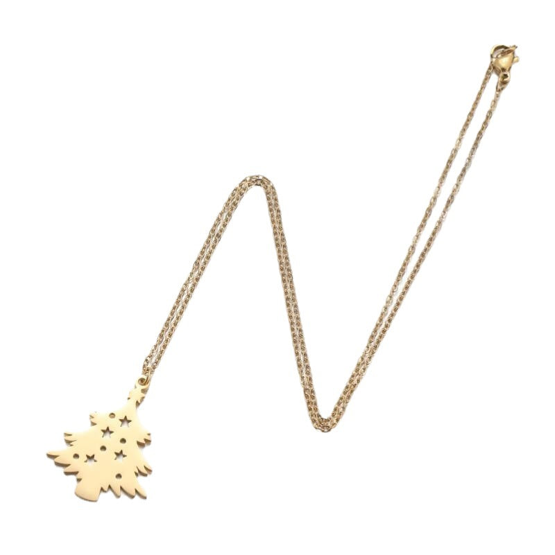 Wholesale Christmas Necklace Hollow Star Geometric Clavicle  Stainless steel Chain