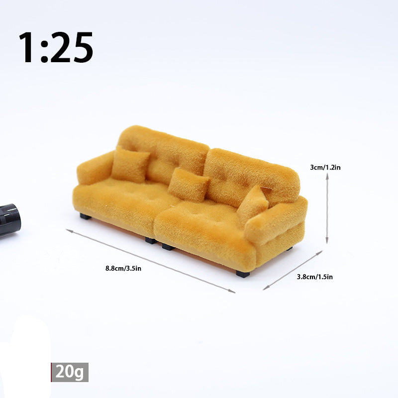 Wholesale  Miniature Doll Sofa Flocked Cream Style Doll Accessories