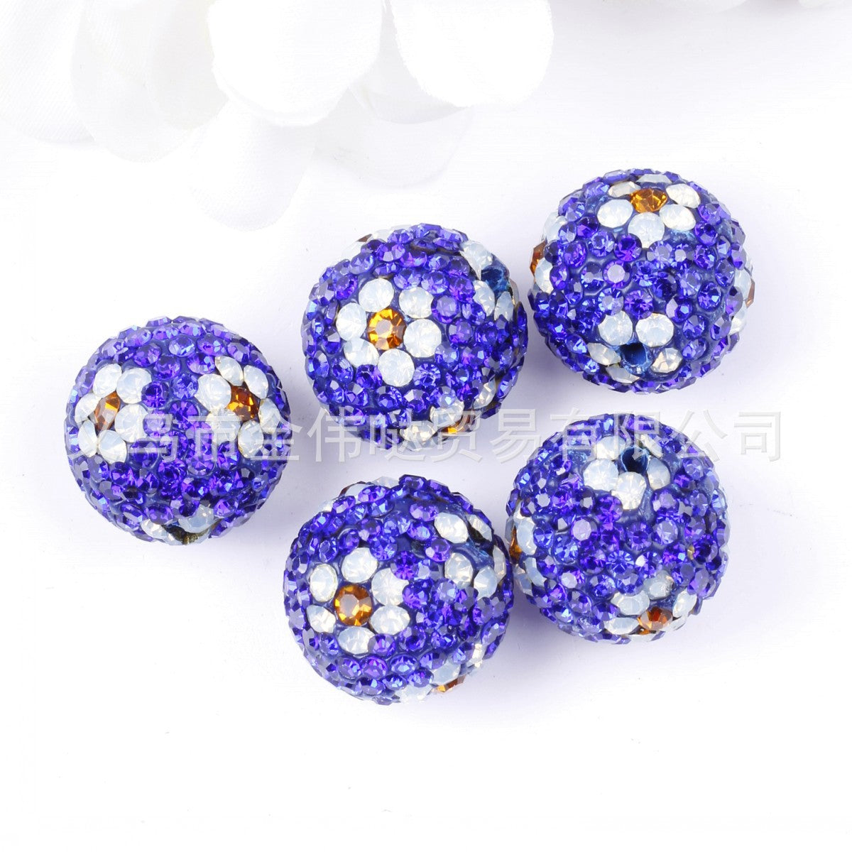 Wholesale 10pcs Full Drill Plum Blossom Soft Clay Drill Ball Straight Hole Beads