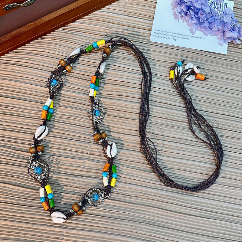 Wholesale Women's Versatile Dress Accessories Waist Rope Bohemian Braided Hemp Rope Waist Chain Thin Belt