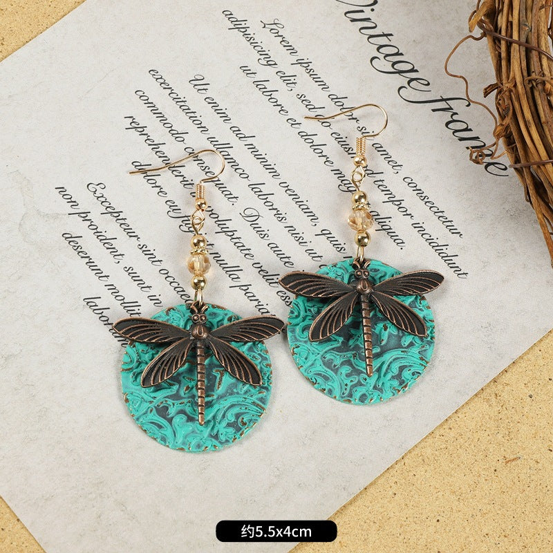 Wholesale Alloy Electroplated Retro Tassel Earrings For Women Ethnic Contrast Color Long Earrings Vacation Style Fashion Accessory