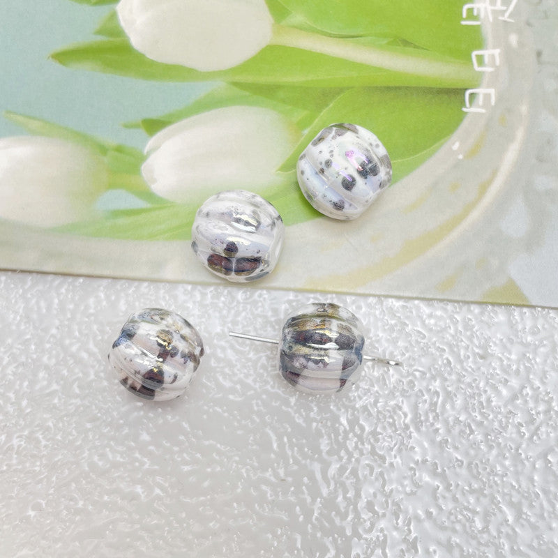 Wholesale 10pcs/pack AB Color Plating Ceramic Smudged Watermelon Beads