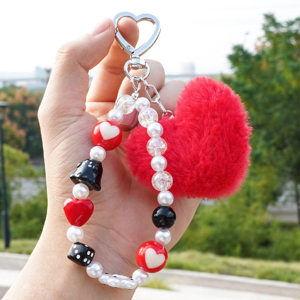 Wholesale Love ball hanging rope acrylic Wristlet Keychain