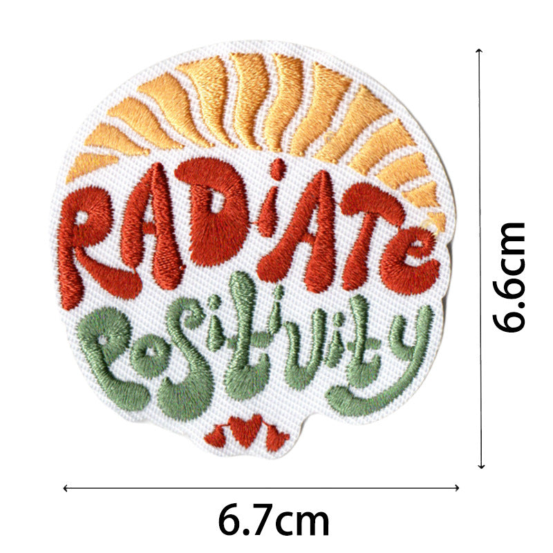 Wholesale Bohemian embroidered fabric patch with positive energy quotes for bags  DIY Patches