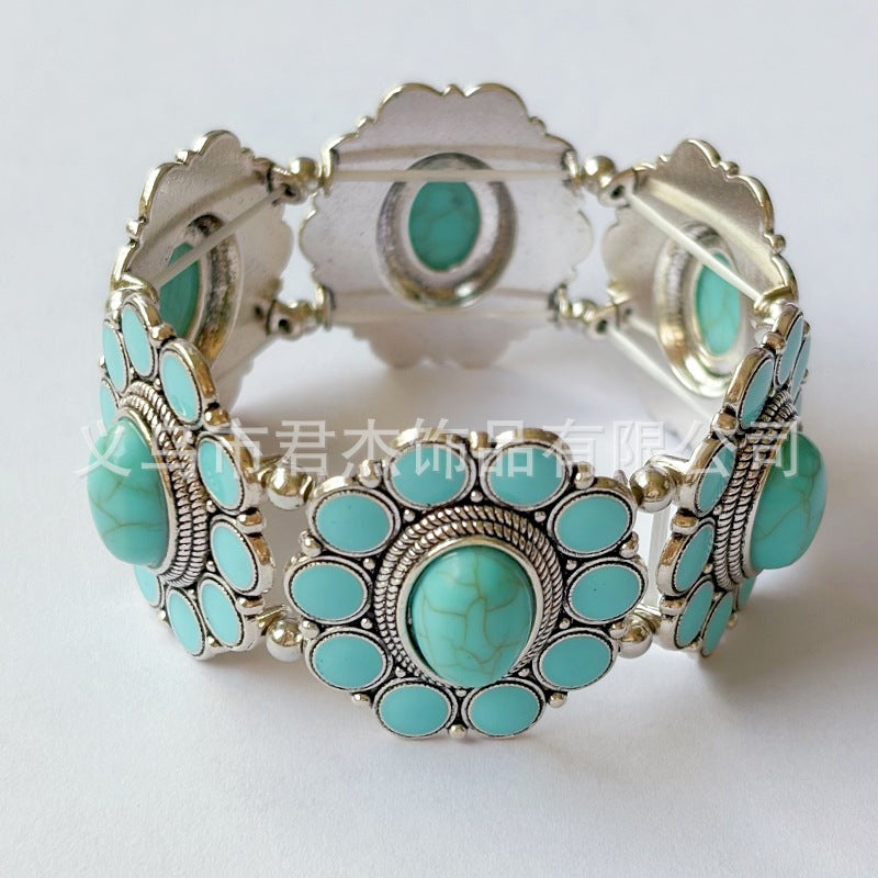 Wholesale Vintage Alloy Turquoise Stretch Bracelet Bohemian Bracelet