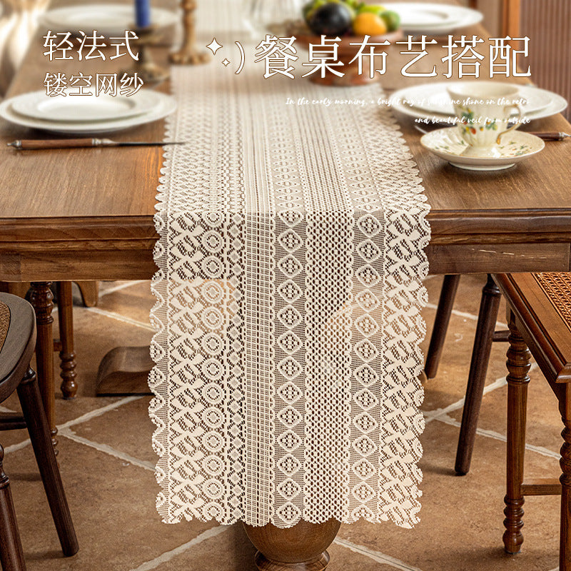 Wholesale Fine mesh hollow lace table runner decoration
