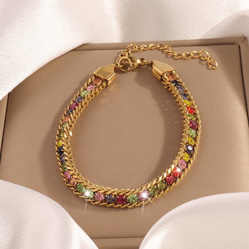 Wholesale Three layer color diamond titanium steel bracelet