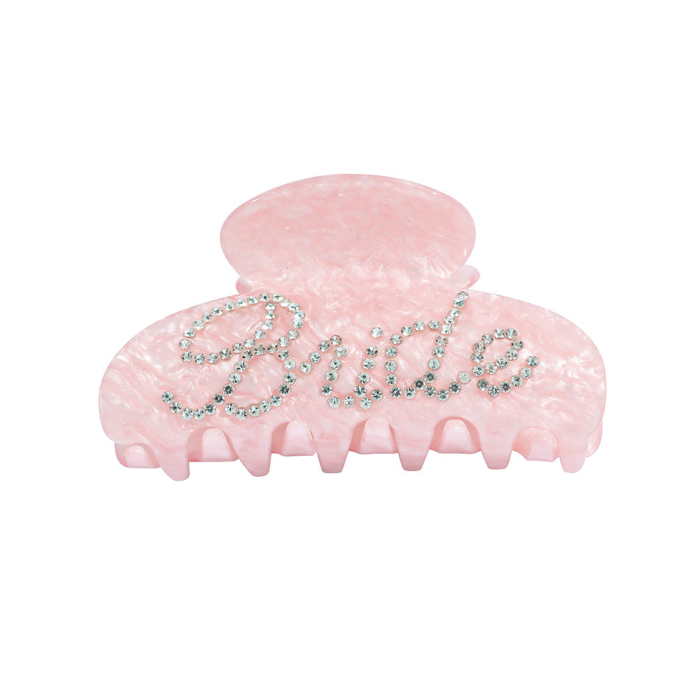 Wholesale Acrylic Hair Claw Clip With Rhinestone BRIDE Letter Women S Wedding Party Hair Accessory For Boutique Resale