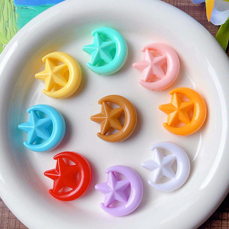 Wholesale 5pcs/pack  Acrylic through-hole star and moon shaped beads  Acrylic Beads