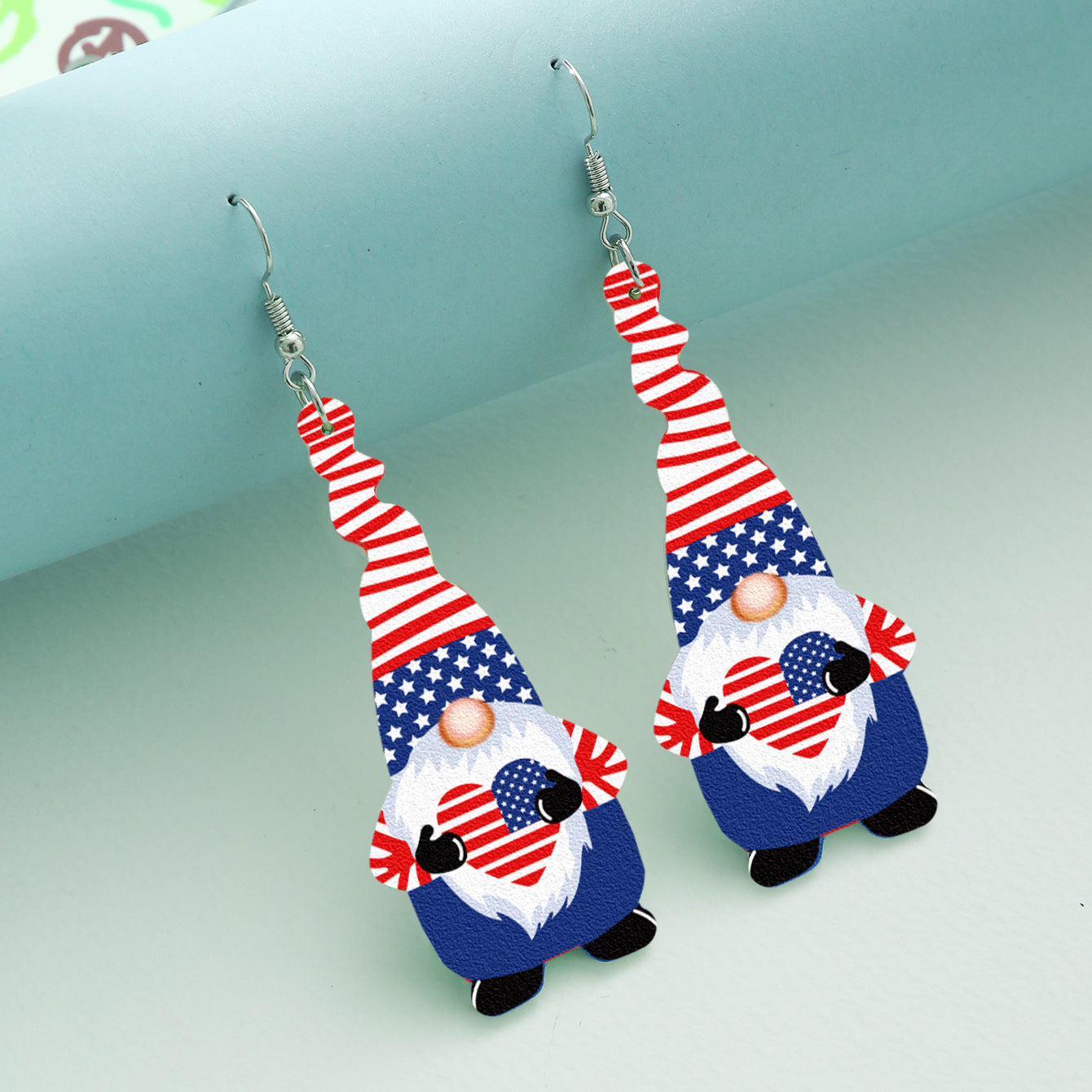 Wholesale Gnome Elf Stars and Stripes Leather Earrings