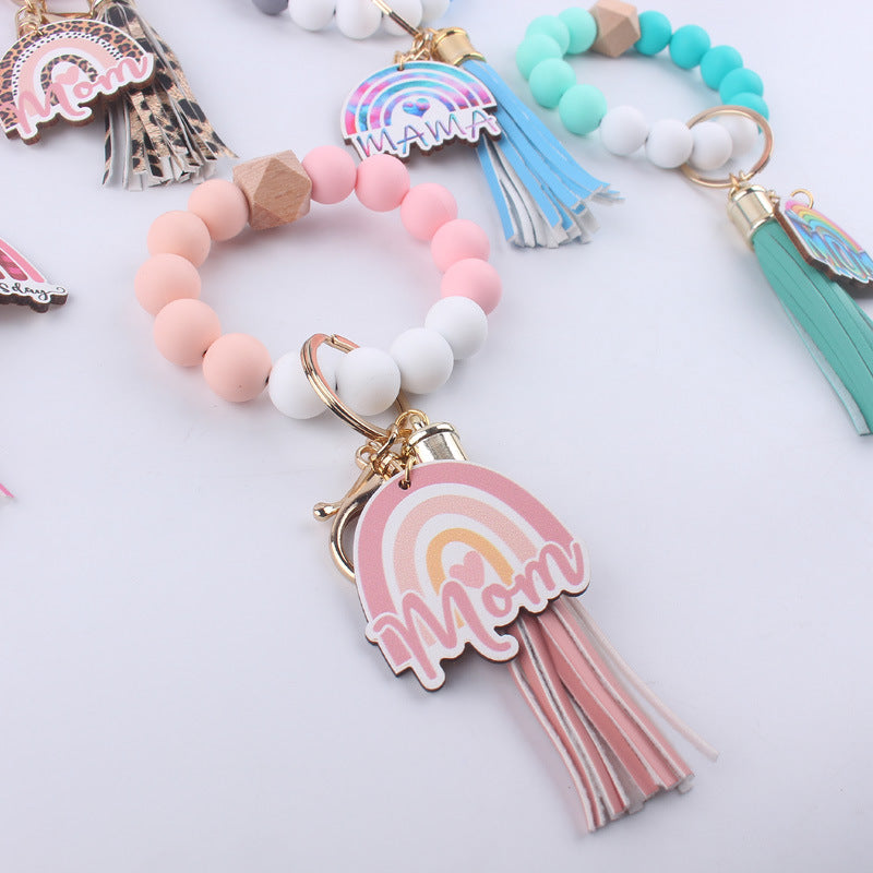 Wholesale Heart Tassel Silicone Bracelet Keychain