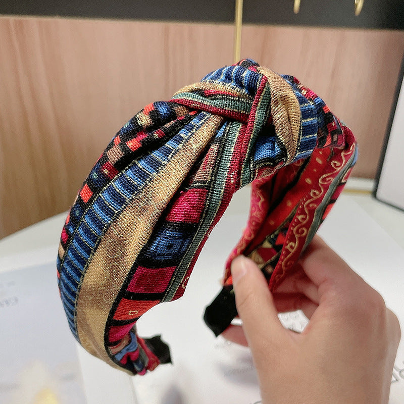 Wholesale Ethnic Wind Wide-brimmed Printed Fabrics Hairband