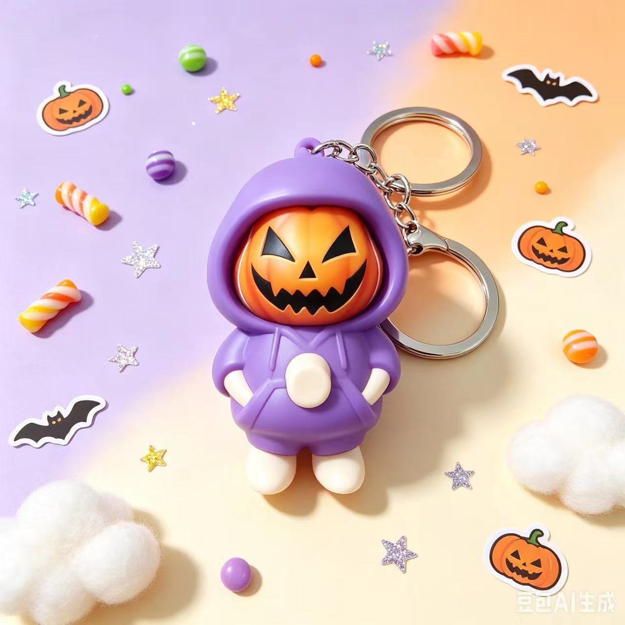 Wholesale  Pumpkin Head Hooded Doll Keychain Ghost Blue Creative Style Trendy Party Car Key Accessory