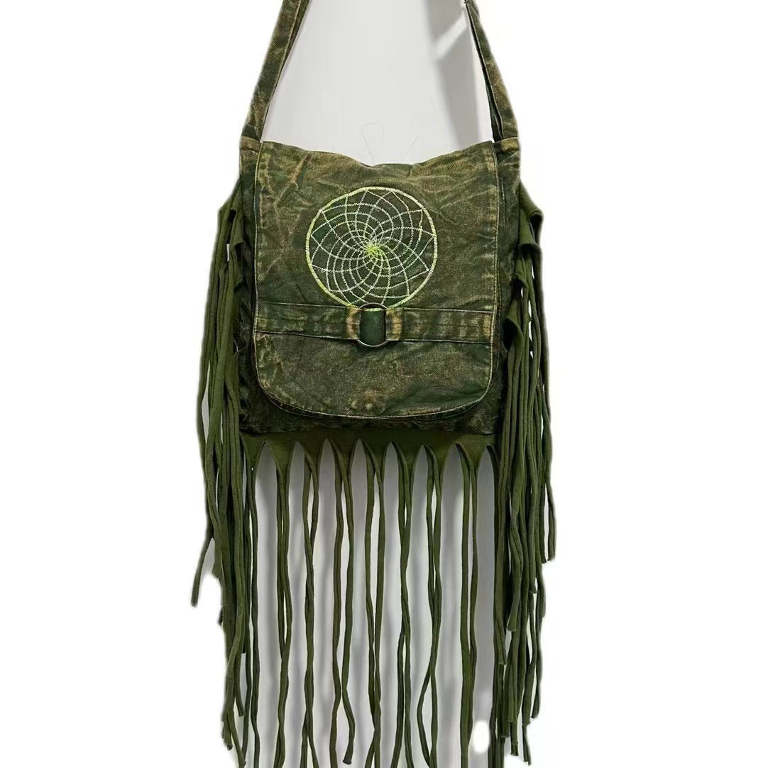 Wholesale Hippie Wasteland Style Bohemian Ethnic Style Niche Tassel Crossbody Shoulder Bag