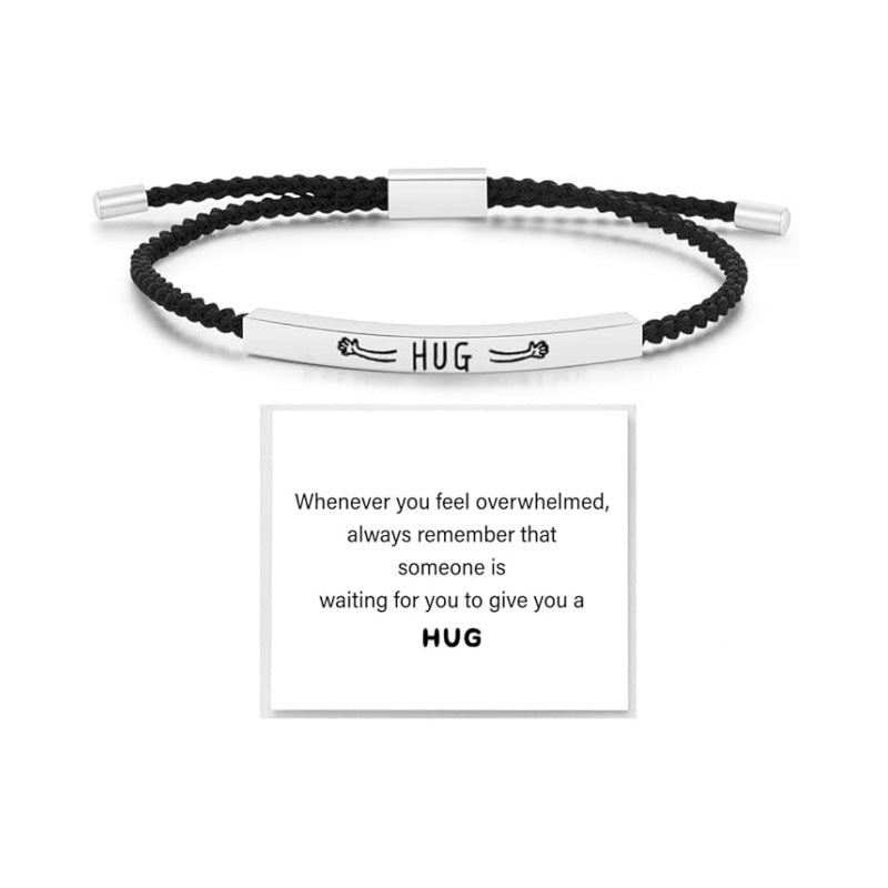 Wholesale Stainless steel bent tube inspirational text adjustable woven bracelet