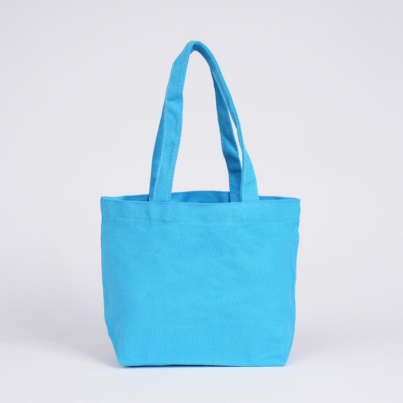 Wholesale 12 color cotton in stock canvas bag cute portable small cloth bag logo hand gift cotton bag