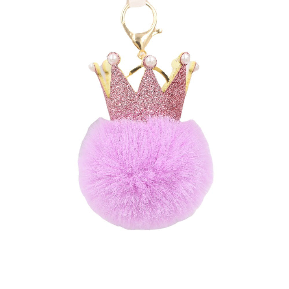 Wholesale 3D Crown Pom Pom Keychain