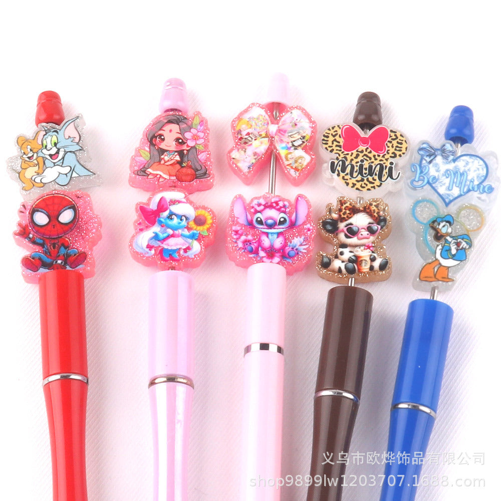 Wholesale 10pcs glitter cartoon straight-hole DIY acrylic beads OLY Exclusive
