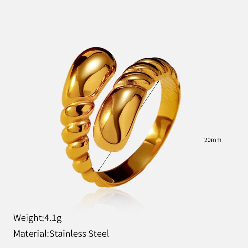 Wholesale Trendy Glossy Open Titanium Steel Ring Stainless Steel 18K Gold Plated Niche Ring