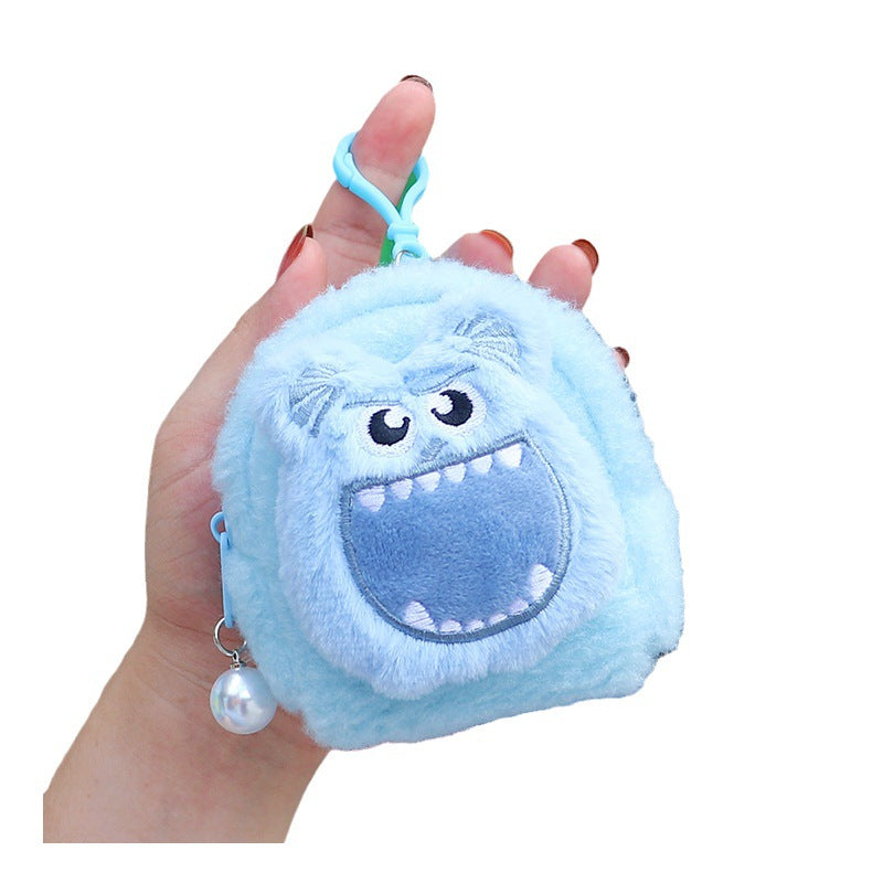 Wholesale Three-dimensional Backpack Type Coin Purse Plush Little Monster Keychain