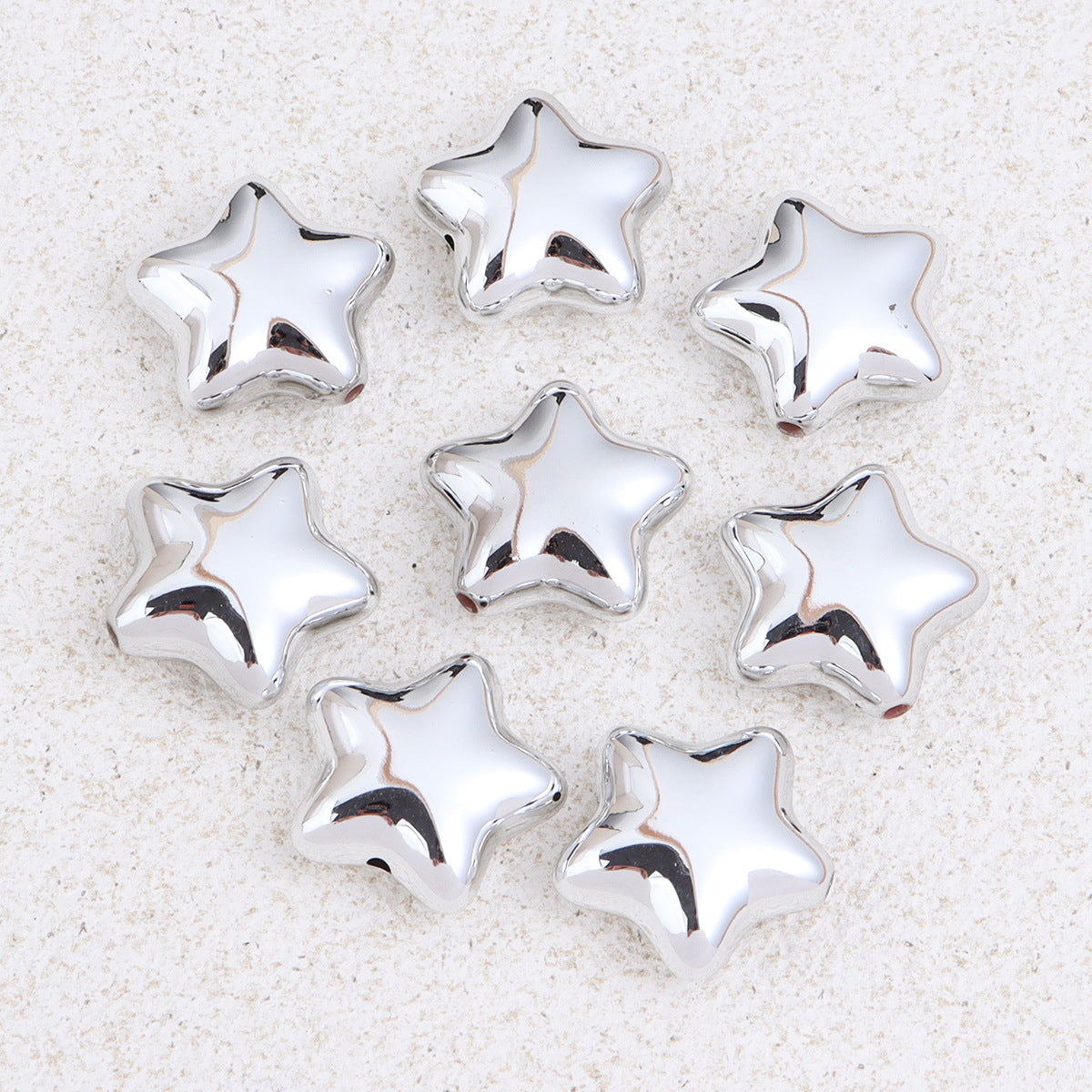 Wholesale 10pcs electroplated gold silver pentagram heart acrylic beads