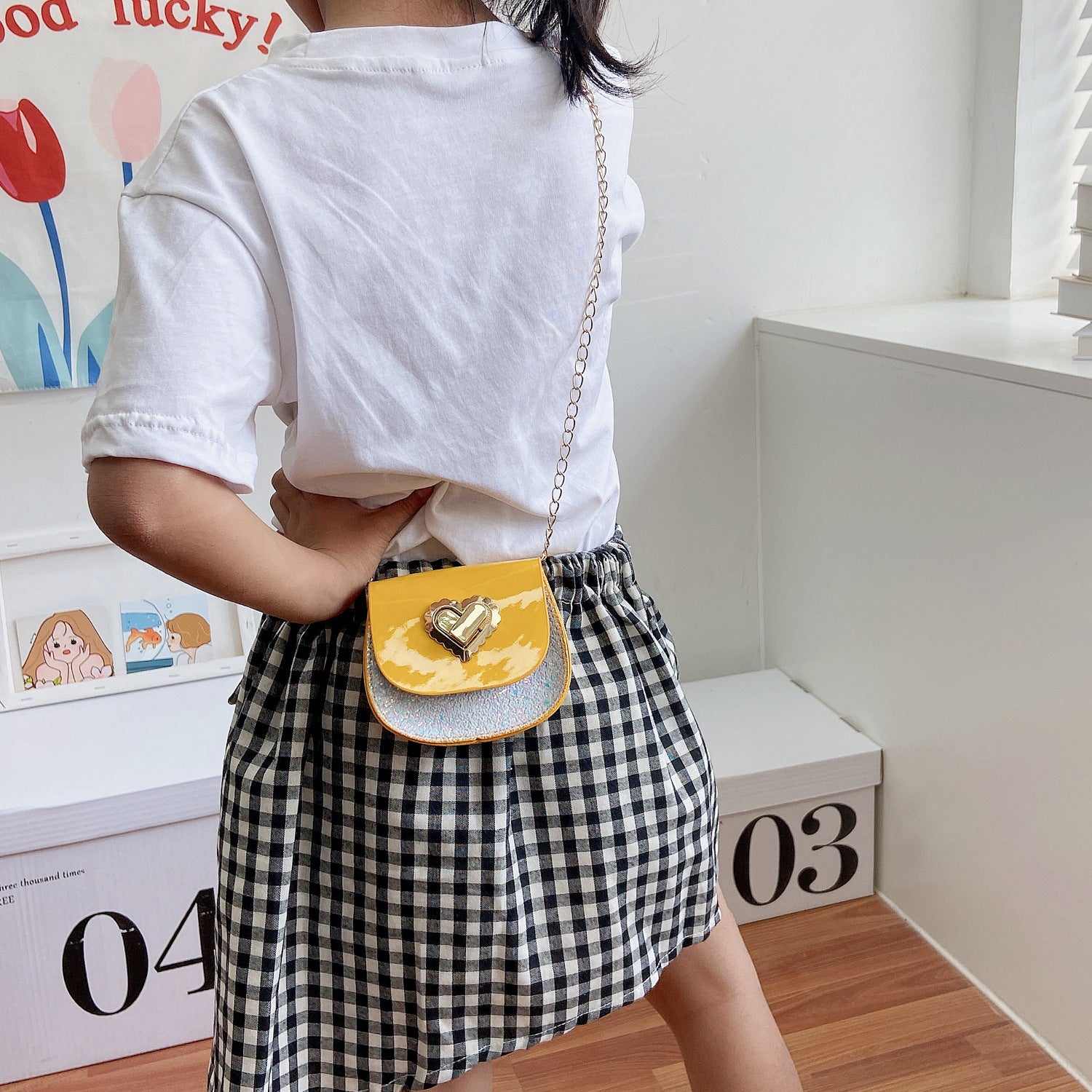 Wholesale Sequin New Children's PU Diagonal Bag