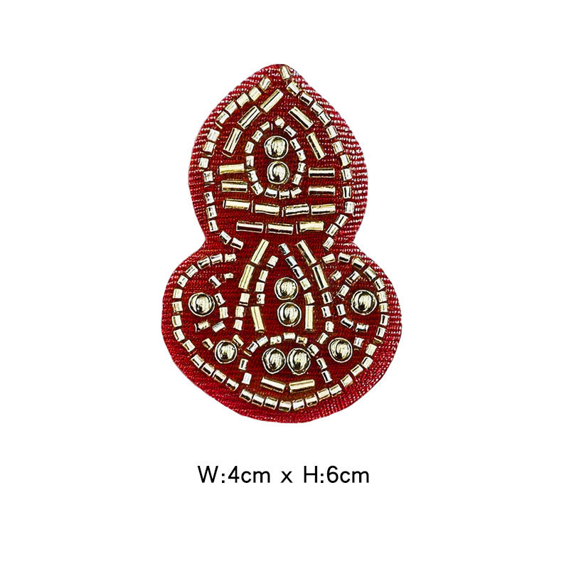 Wholesale Decorative Gourd Shaped Crystal Bead Embroidery Patch DIY Craft Supply For Clothing Bags Towels