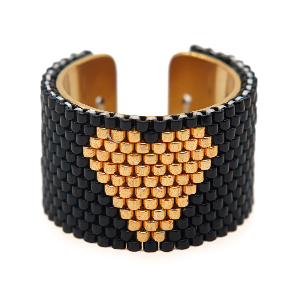 Wholesale Miyuki Rice Beads Hand Woven Stainless Steel Ring