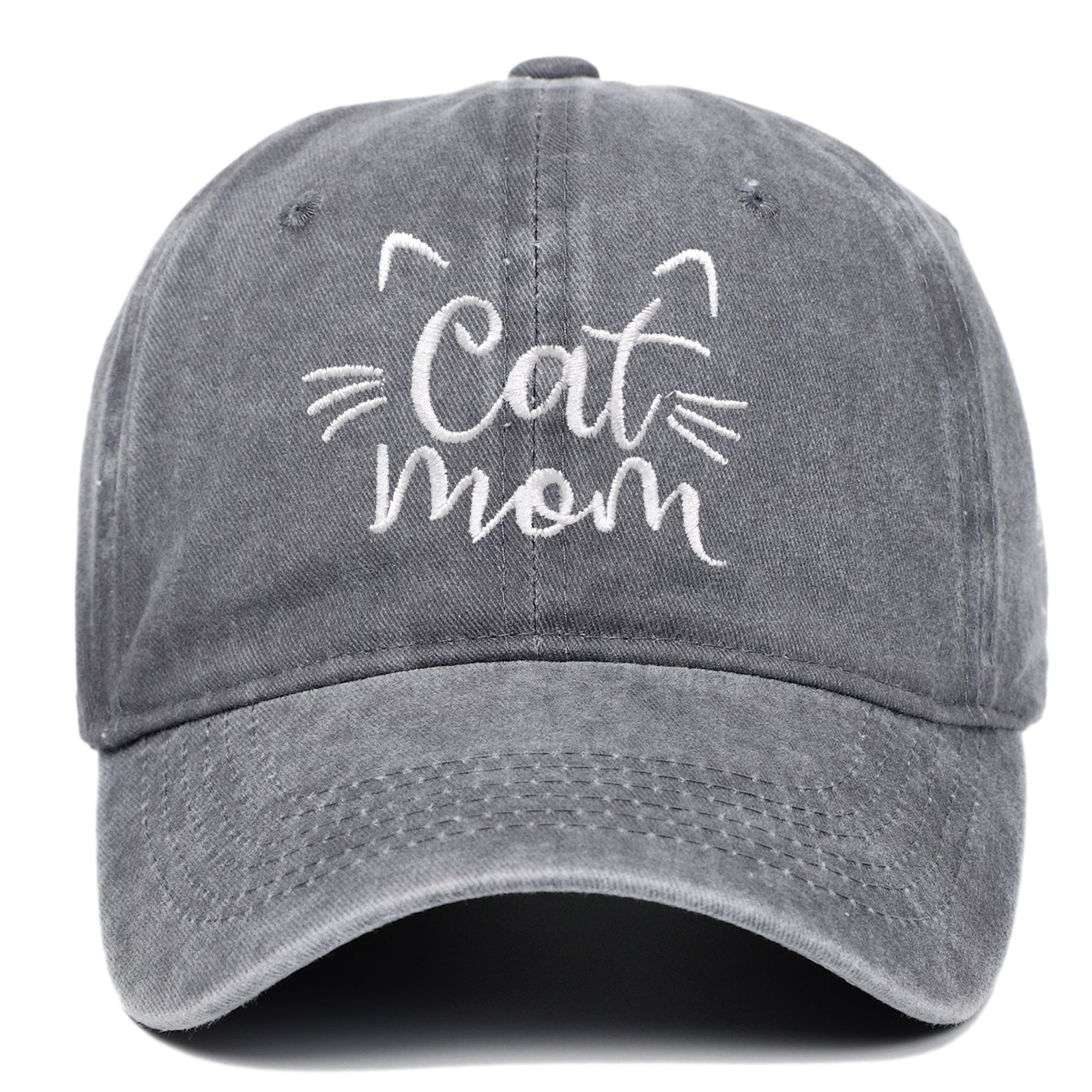 Wholesale of New CAT MOM Embroidered Vintage Washed Cotton Baseball Caps